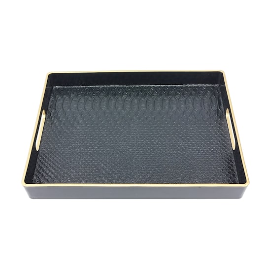 11.2" x 8.5" Black Faux Crocodile Decorative Tray by Ashland®